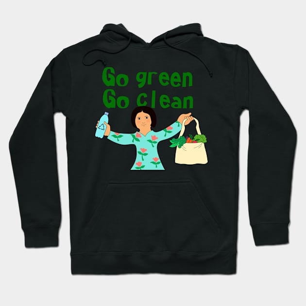 Eco friendly consumer. Go green go clean concept. Hoodie by Nalidsa